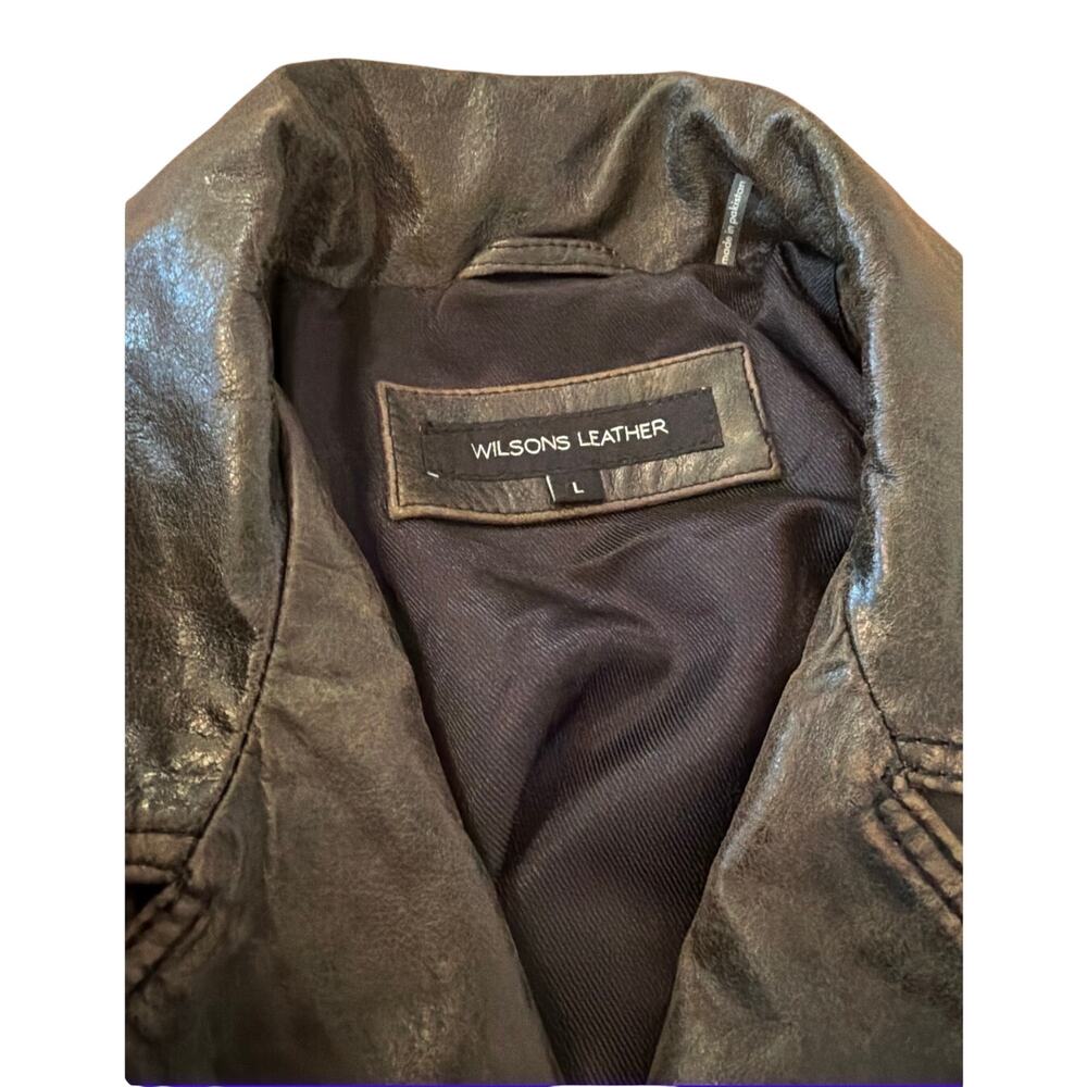 Wilson Leather Dark Brown Motorcycle Leather Blazer/Jacket Large - Picture 4 of 6